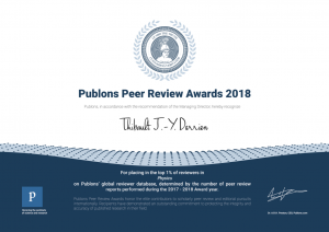 Publons Award Top1% Derrien 2018