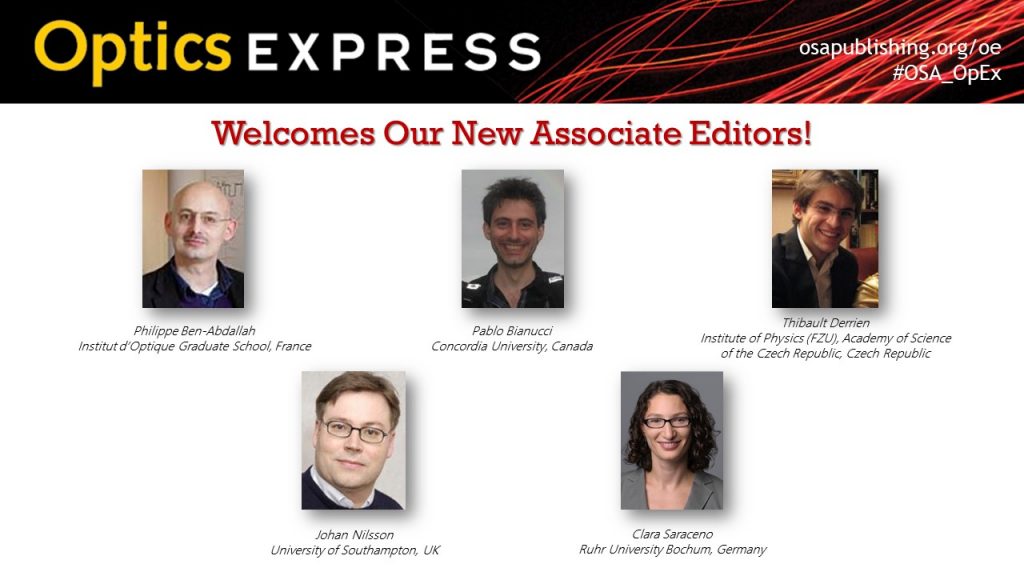New associate editors of Optical Society of America