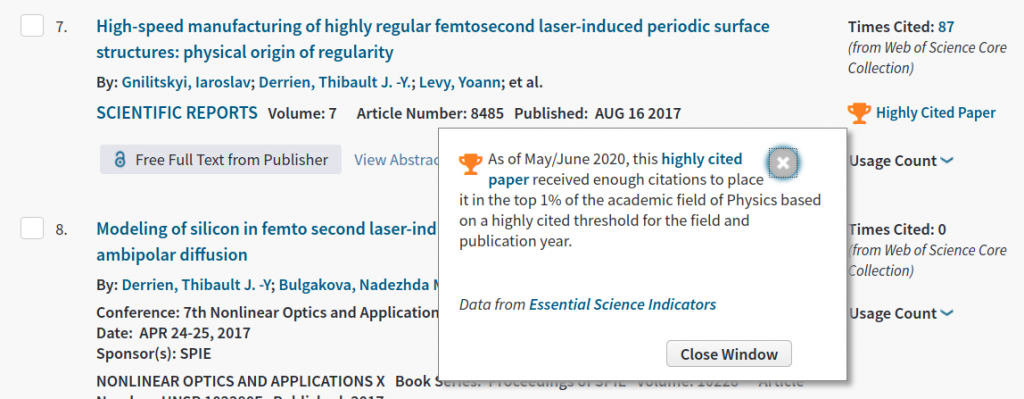 Highly Cited paper
